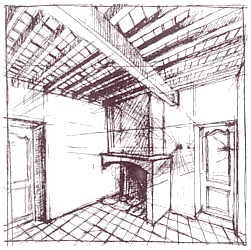 croquis de la chambre en perspective