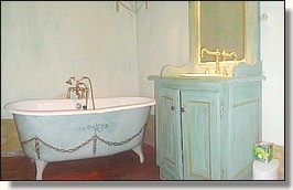 meuble de salle de bain 
avec baignoire en fonte