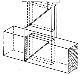 ASSEMBLAGE A FLOTTAGE COUPE D'ONGLET SUR TENON ET MORTAISE