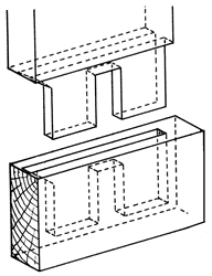 TENON A ÉPAULEMENT CENTRAL, types d'assemblage